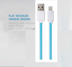 Colorful 2M Flat Gel Micro USB Cable For Samsung Blackberry Nokia LG Huawei Sony- Blue
