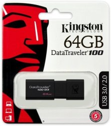 Kingston Technology - Datatraveler 100 G3 64GB USB 3.0 Flash Drive