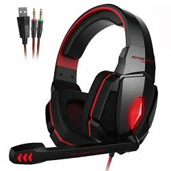 Fxminlhy Stereo Gaming Headset Deep Bass Computer Game Headphones Earphone With LED Light Microphone For PC Laptop PS4 Red G4000