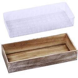 1 Pcs Wood Planter Box Rectangle Whitewashed Wooden Rectangular Planter Decorative Rustic Wooden Box With Inner Plastic Box - 17.3" L X 7.8" W