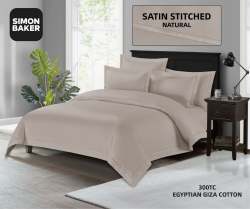 Simon Baker 300TC 100% Egyptian Cotton Fitted Sheet Standard Natural Various Sizes - Queen Xd - 152CM X 190CM X 40CM Natural