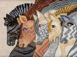 Moroccan Mares Beaded Counted Cross Stitch Kit Linen Mill Hill 2017 Laurel Burch Horses Collection LB301712