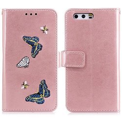 Codream Huawei P10 Case Leather Cases Huawei P10 Leather Cases Built-in Stand Function For Huawei P10 Rose Gold Leather