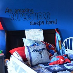 A Super Hero Sleeps Here Vinyl Wall Decal For Batman Spiderman Superman Room