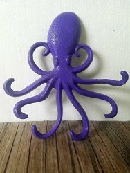 Grape Purple Cast Iron Octopus Jewelry Multi Hook - Keys Hook Organizer Wall Art