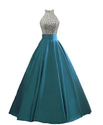 Heimo Women's Sequined Keyhole Back Evening Party Gowns Beaded Formal Prom Dresses Long H123 16 Teal