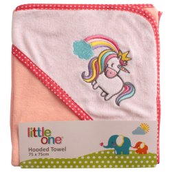 LITTLE ONE - Unicorn Generic Baby Hooded Towel Pink
