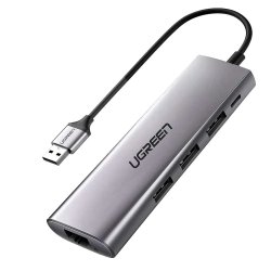 UGreen Ug 60812 USB3.0 3PRT Hub W glan Adp-gy