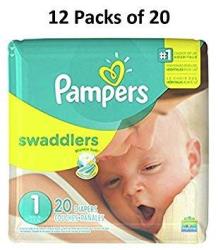 Pampers Swaddlers Size 1 12 Packs Of 20 = 240 Count