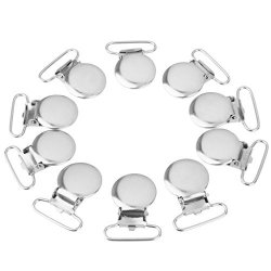 Magideal 10 Metal Round Pacifier Paci Suspender Clips Holders For Project Craft 2.5CM