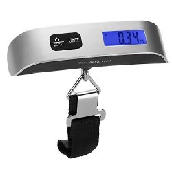 Backlight Lcd Display Luggage Scale Dr.meter 110LB 50KG Electronic Balance Digital Postal Luggage Hanging Scale With Rubber Paint Handle Temperature Sensor Silver black