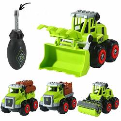 4 In 1 Take Apart Farmer Car Vehicle Play Farmer Car Toys Learning Gifts For 3 4 5 6 Year Olds Kids Toddlers Boys Children