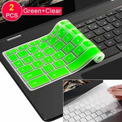 2 Pack Lapogy Keyboard Cover Skin For Samsung Chromebook Plus 12.3 Inch samsung Chromebook Pro 12.3 Inch Chromebook Plus XE513C24 Chromebook Pro XE513C24 Clear And Green