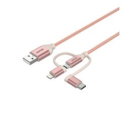 UNITEK 1M 3-IN-1 USB2.0 To Micro USB Cable With Type-c And Mfi Lightning Adapters Y-C4036ARG - Y-C4036ASL - Rose Gold