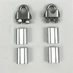 Wire Rope Cable Thimble 2PCS Steel Hard Flexible Wire Rope Cable U Type Clamps With SCREWS+4PCS Aluminum Ferrule For 2MM 2.5MM 3MM 3.5MM 4MM