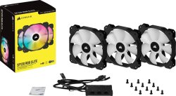 Corsair SP120 Rgb Elite 120MM Rgb LED Fan With Airguide Triple Pack With Lighting Node Core