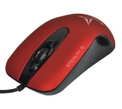 Alcatroz STEALTH5MR Stealth 5 Silent Wired USB Mouse - Metallic Red