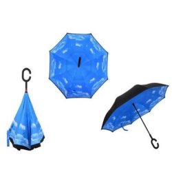 Iconix Reverse Folding Umbrella With C-shaped Handle-sky cloud
