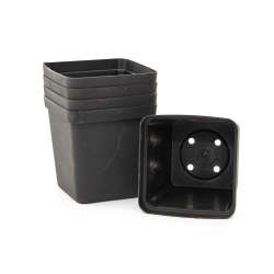 Square Plastic Pot Black 9CM - 5PC Bulk Purchase Container.
