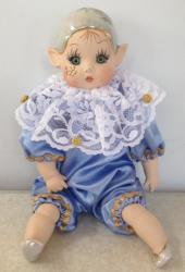 Porcelain Pixie Doll Dressed In Light Blue Coloured Suite - Artist 'loe'