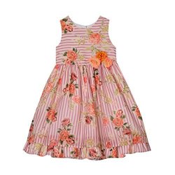 Laura Ashley London Girls Floral Stripe Dress Pink Orange Multi 4