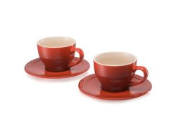 Le Creuset Cappuccino Cup And Saucer Set Of 2 Cherry