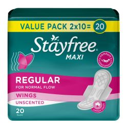 Stayfree Pads Maxi Thick Regular Unscented 20EA