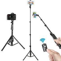 Selfie Stick Tripod Kamisafe 51 Inch Extendable Cell Phone Tripod With Wireless Remote Compatible For Iphone Samsung Android Phones Compact Camera Heavy Duty Aluminum Lightweight