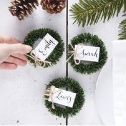 Rustic Christmas Wreath Foliage Place Card Pack Of 4