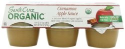Santa Cruz Organic Apple Cinnamon Sauce 6-PACK 4-OUNCE Cups Pack Of 4