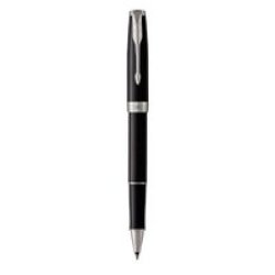 Sonnet Fine Nib Rollerball Pen Black With Chrome Trim Black Ink - Presented In A Gift Box
