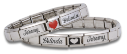 His And Hers Engraved Italian Charm Bracelets