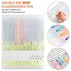 Cheerfullus 12PCS Double-head Highlighter Double Head Smooth Writing Highlighters With Eyeshield For Fluorescent Markers For Student School Office Supplies