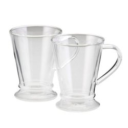Bonjour Coffee Insulated Borosilicate Glass Coffee Mugs 2-PIECE Set 10-OUNCES Each