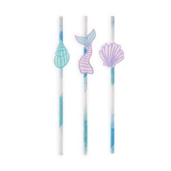 Cakewalk Party 7268 Mermaid Tail Attachment Straws Multicolor