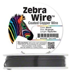 Artistic Beading Wire - Zebra - Imported Copper Coated - Round - Black - 18 Gauge - 9M Roll