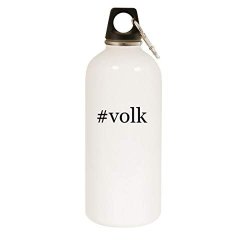 Volk - 20OZ Hashtag Stainless Steel White Water Bottle With Carabiner White