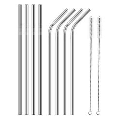 Stainless Steel Straws Vomono Extra Long 10.5" Reusable Drinking Straws Fda-approved Metal Drinking Straws For 30OZ 20OZ Tumblers Cups Mugs 8 Pack
