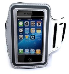 White Armband Sports Gym Workout Cover Case Running Arm Strap Band Pouch Neoprene For Ipod Touch 4TH Gen - Ipod Touch 5 - Blackberry Bold 9790