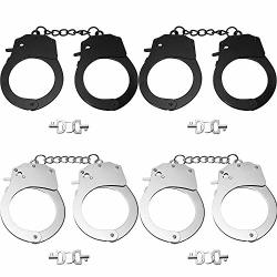 Gejoy 4 Pieces Toy Metal Handcuffs With Keys Handcuff Cosplay Prop For Cosplay Police Play Party Supplies Cosplay Costume