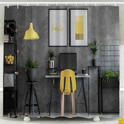 Tooperue Shower Curtains Shower Curtain For Bathroom With Hooks Grey Home Office Yellow Accents Urban Jungle In Modern Apartment Real Photo 72 72 Inch Eco-friendly