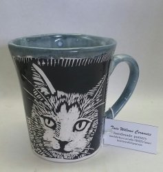 Special Cat Sgraffito Mug- Twin Willows Ceramics