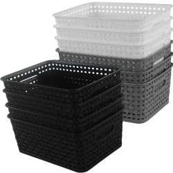 10 Pack Plastic Storage Basket Bins Shelf Organizer Small