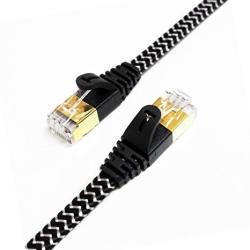 Tera Grand - CAT7 10 Gigabit Ethernet Ultra Flat Patch Cable For Modem Router Lan Network - Built With Gold Plated & Shielded RJ45 Connectors And Nylo