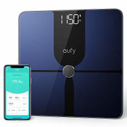 Eufy Smart Scale P1 With Bluetooth Large LED Display 14 Measurements Weight body Fat bmi fitness Body Composition Analysis Auto On off Auto Zeroing Tempered Glass Surface Black white