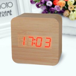 Electronic Clock Creative Water-proof Time Watch Digital Wooden Alarm Clock Temperature Display