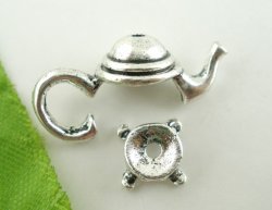 Bead Caps - Antique Silver - Teapot Charm - 21x9mm