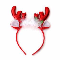 Meiyin Christmas Elk Deer Horn Feather Hair Hoop Decoration Supplies Hairbands For Kids Party Hair Accessories