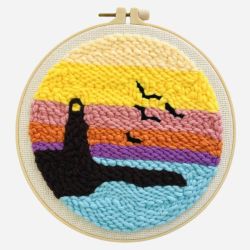 Lighthouse Sunset - Punch Needle Embroidery Wool Art Diy Craft Kit Tapestry