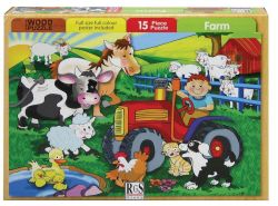 Rgs 15 Piece A4 Wooden Puzzle Farm- Interlocking Pieces 210 X 297MM Each Puzzle Contains A Full Size Poster Retail Packaging No Warranty  